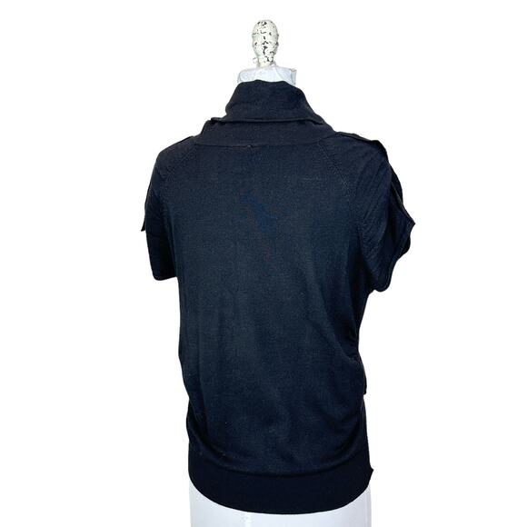 New Directions Cowl Neck Ruched Sides Knit Short Sleeve Sweater Women Large - Picture 3 of 6